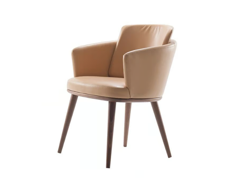 PORTO - Leather chair with armrests by Morgan