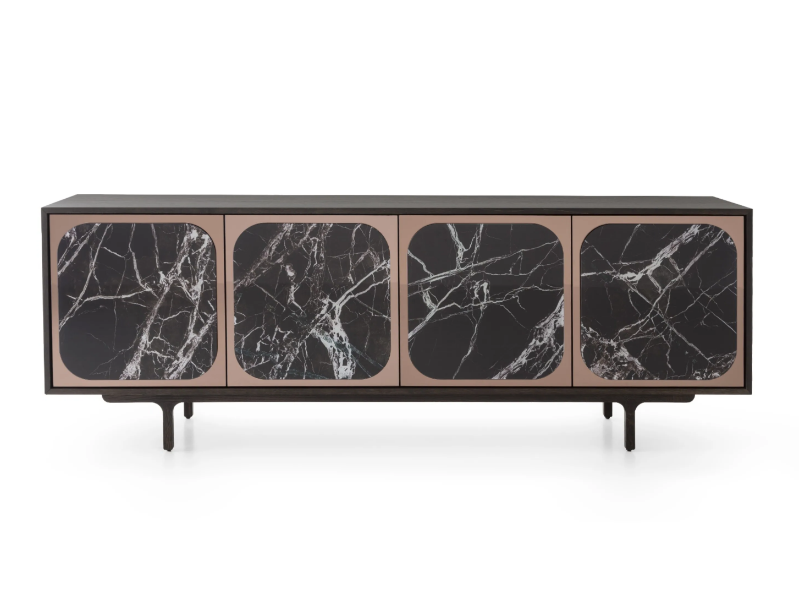 MARGARETTE.4A - Wood and glass sideboard with doors by Morica Design