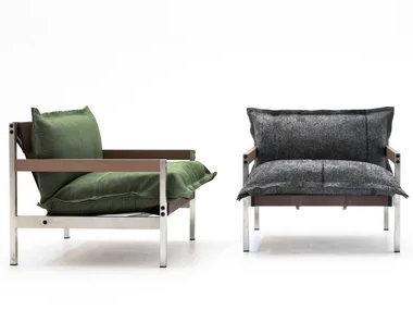 IRON MAIDEN - Armchair with removable cover with armrests by Moroso