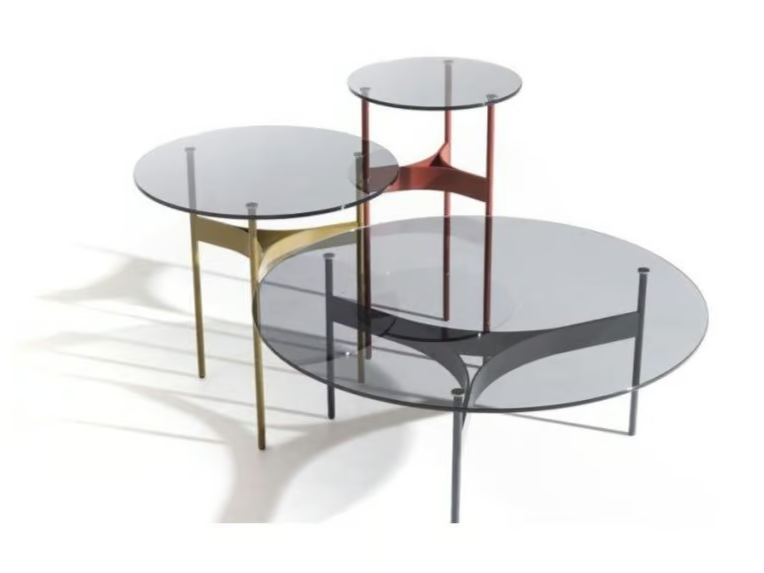 YUMI - Round crystal and steel coffee table by Moroso