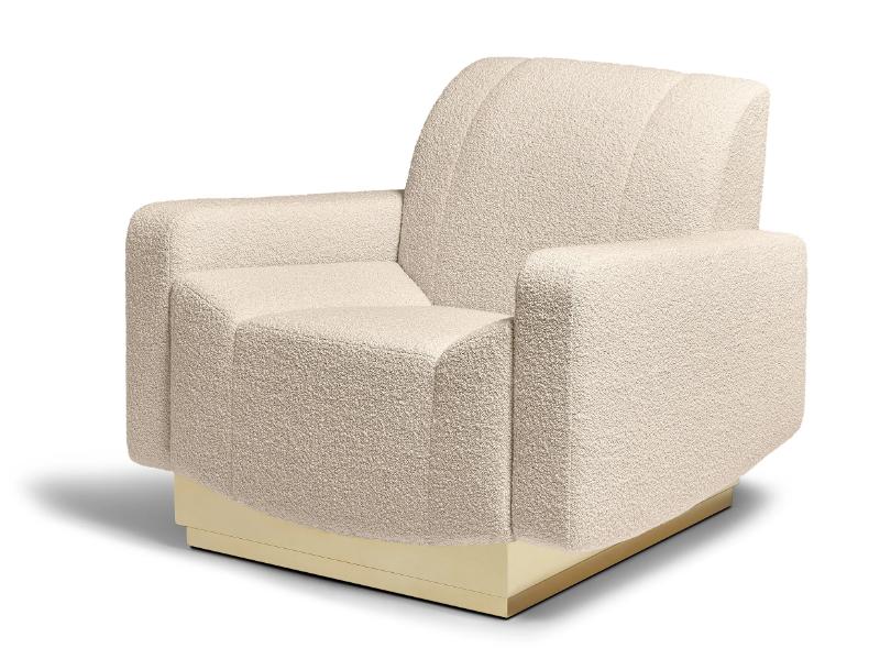 GRAN TORINO - Upholstered wool armchair with armrests by Munna