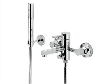 MINI-X - Wall-mounted bathtub mixer with diverter with hand shower by Newform