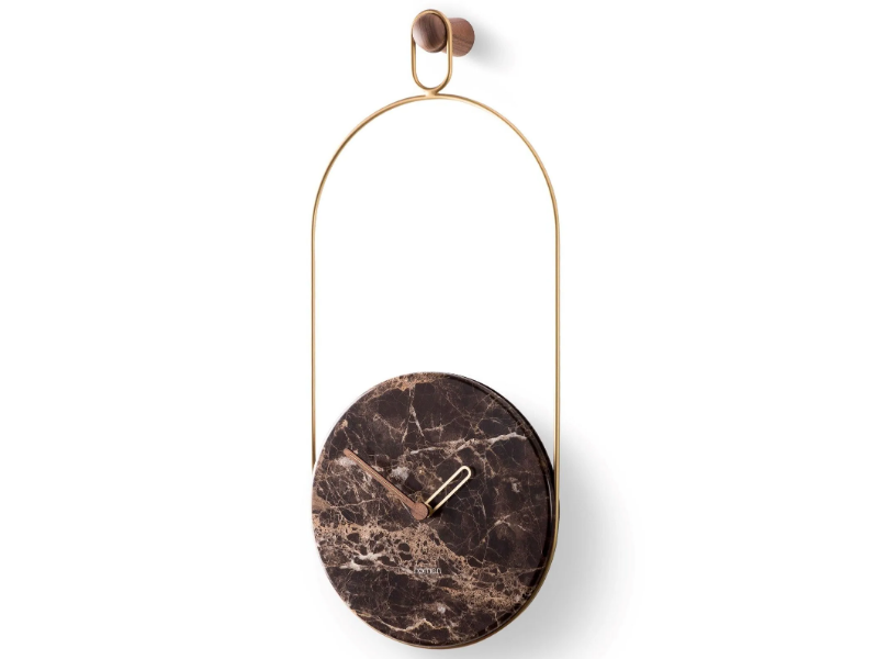 ESLABON - Wall-mounted Dark Emperador marble clock by Nomon