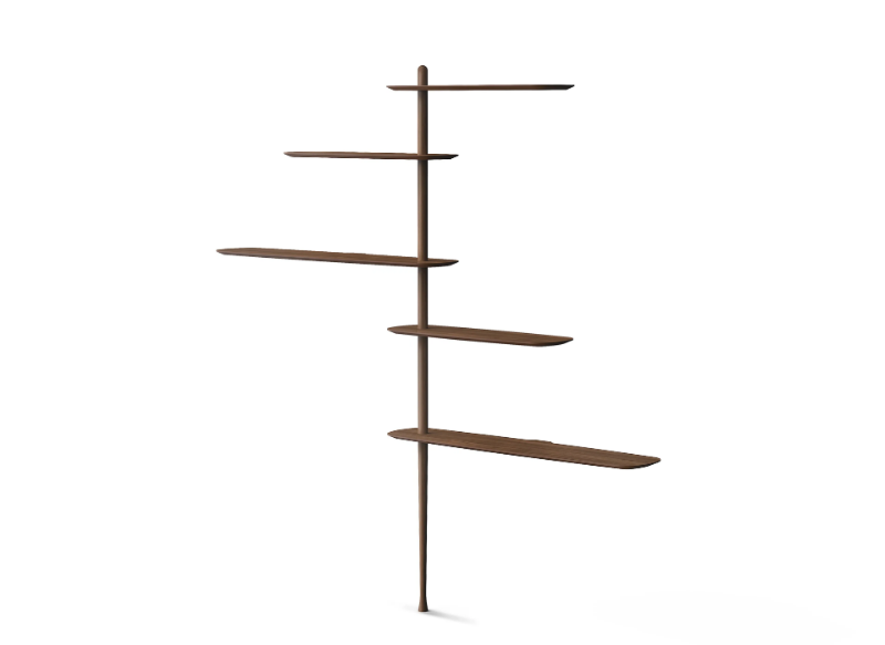 UNICA - Floor mounted modular wood veneer shelving unit by Nomon