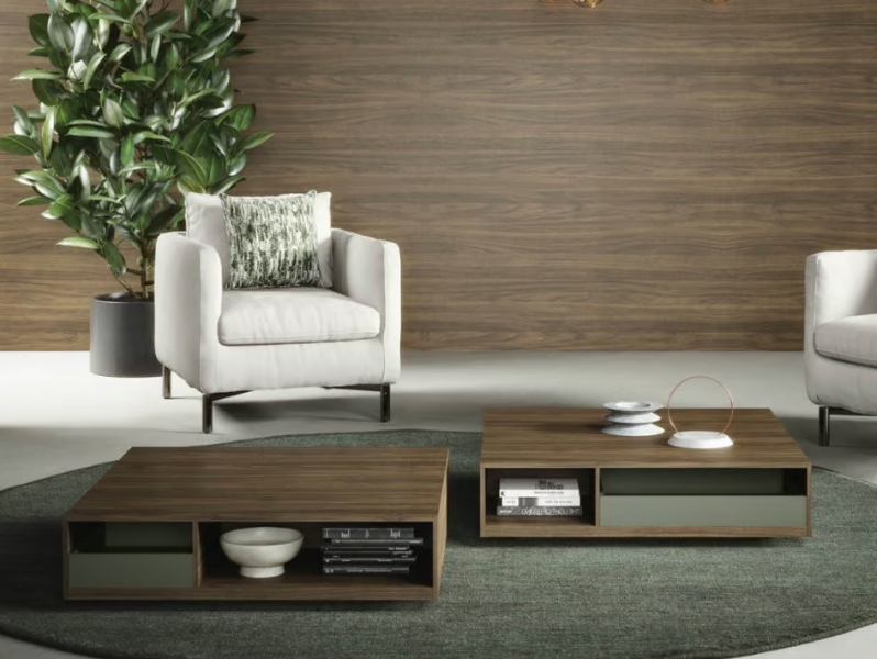 SEVEN - Rectangular wooden coffee table with storage space by Novamobili