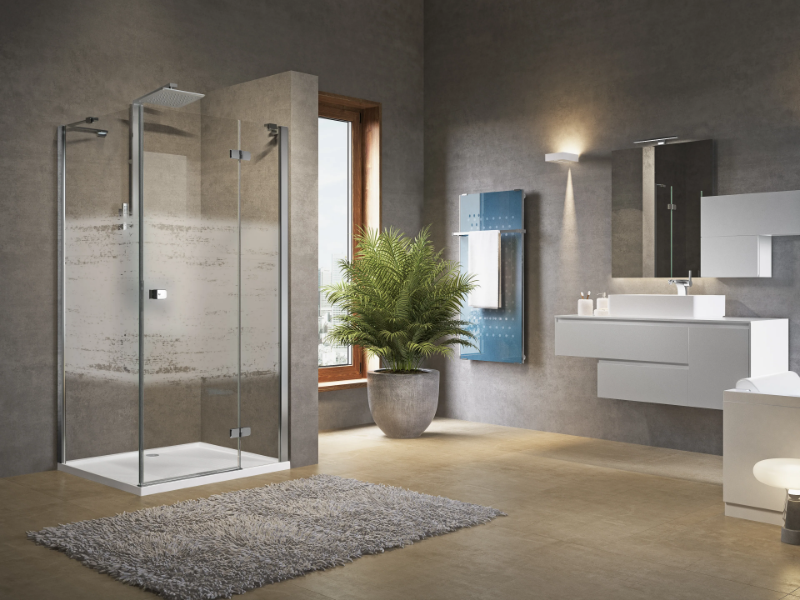 BRERA G+F - Corner shower cabin with hinged door and side panel by NOVELLINI