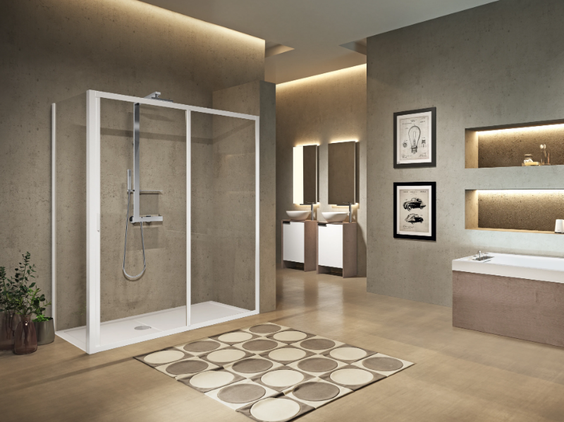 LUNES 2P - Corner shower cabin with sliding door by NOVELLINI