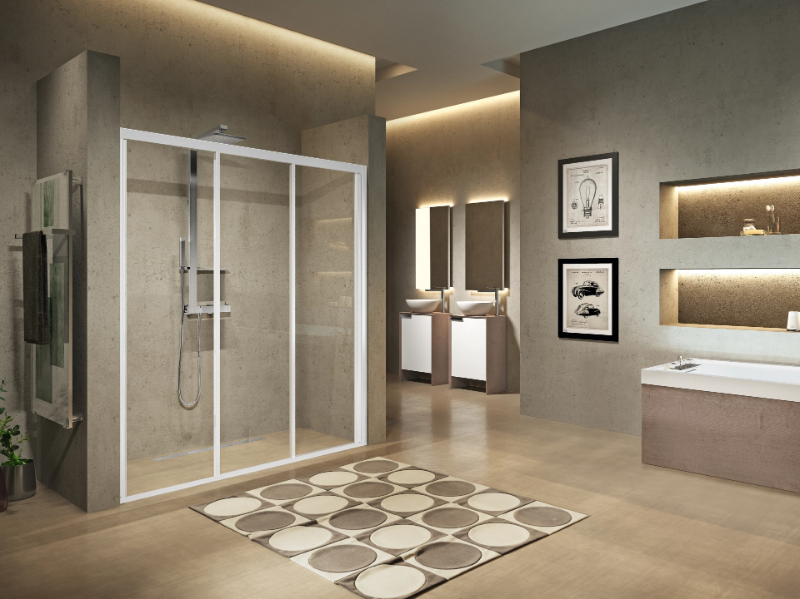 LUNES 3P - Niche shower cabin with sliding door by NOVELLINI