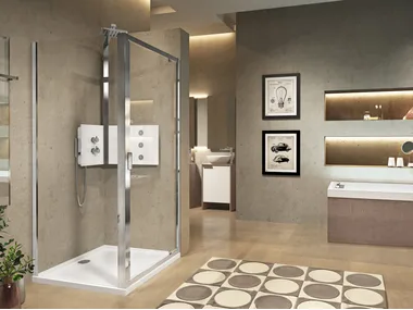 LUNES FZ - Corner shower cabin with hinged door by NOVELLINI