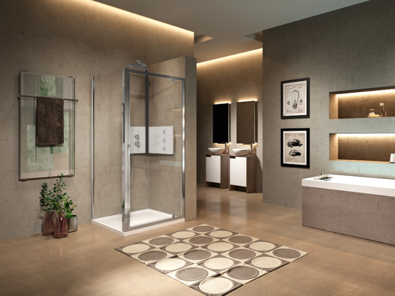 LUNES G - Niche shower cabin with in/out hinged door by NOVELLINI