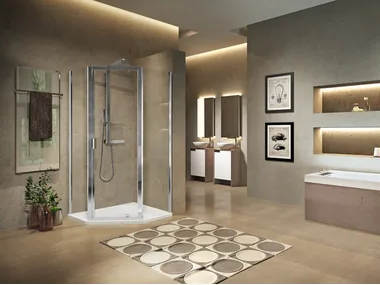 LUNES PENTAGONO G - Corner shower cabin with hinged door by NOVELLINI