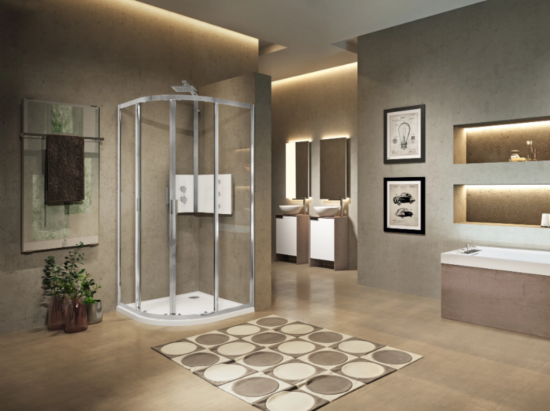 LUNES R - Semicircular shower cabin with sliding door by NOVELLINI