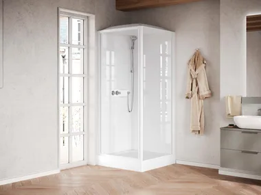 MEDIA GLASS GF - Multifunction glass and aluminium shower cabin with sliding door by NOVELLINI
