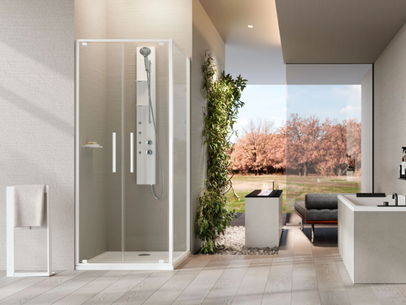 RIGA 2B - Glass and aluminium shower cabin with hinged door by NOVELLINI