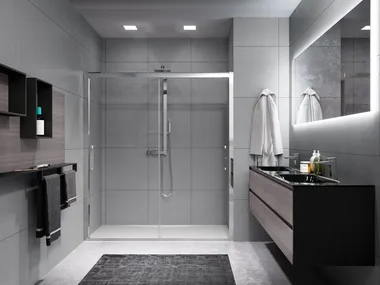 ROSE ROSSE 2M - Niche shower cabin with sliding door by NOVELLINI