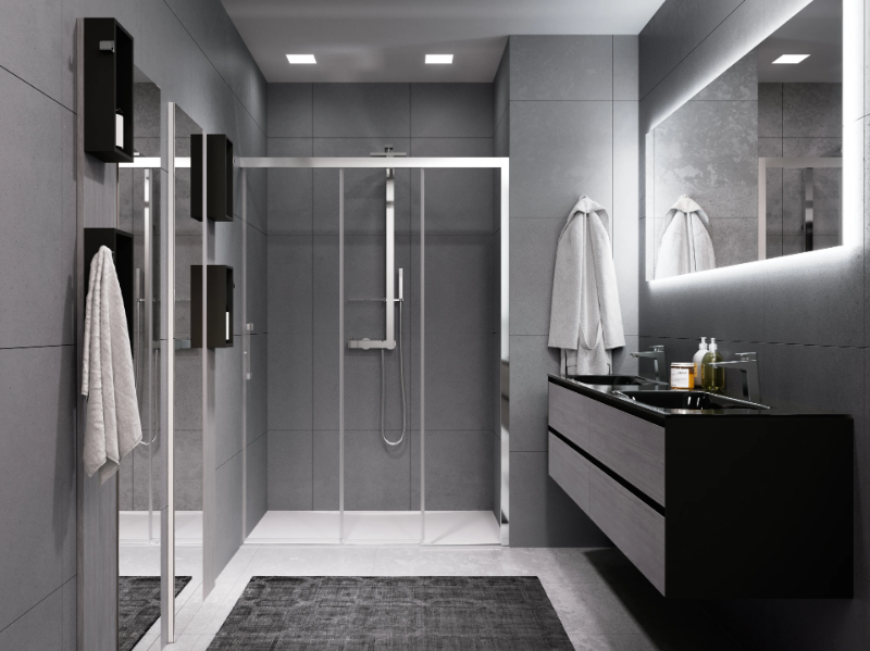ROSE ROSSE 3PH+FH - Niche shower cabin with sliding door by NOVELLINI