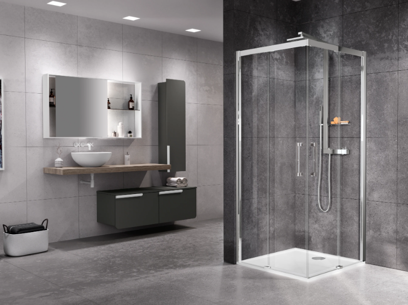 ROSE ROSSE A - Corner shower cabin with sliding door by NOVELLINI