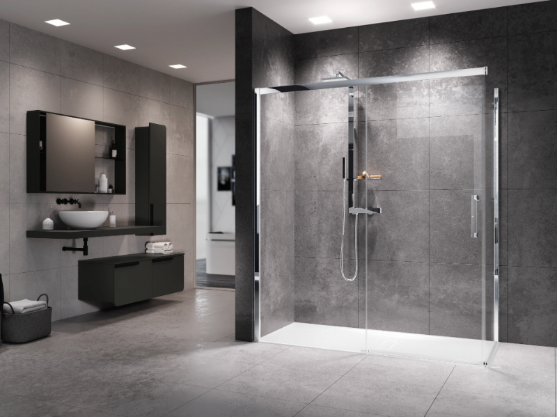 ROSE ROSSE PH+FH - Corner shower cabin with sliding door by NOVELLINI