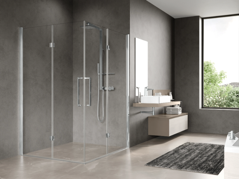YOUNG 2AS - Corner shower cabin with folding door by NOVELLINI