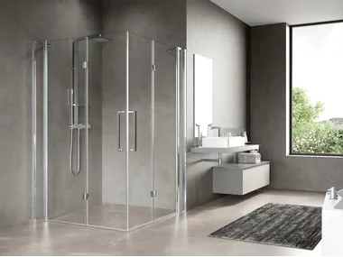 YOUNG 3AS - Corner shower cabin with folding door by NOVELLINI
