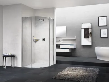YOUNG R1 - Semicircular shower cabin with hinged door by NOVELLINI