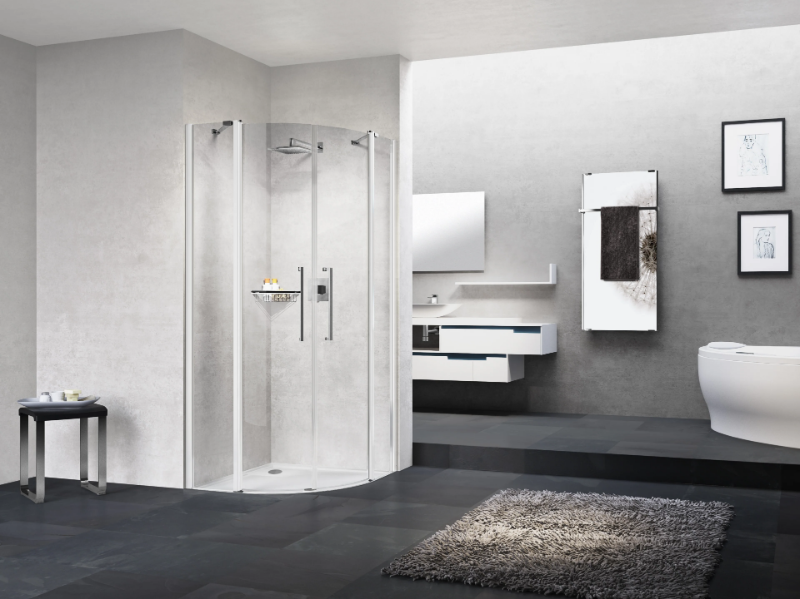 YOUNG R2 - Semicircular shower cabin with hinged door by NOVELLINI
