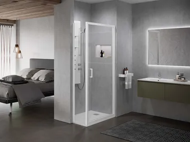ZEPHYROS 2.0 F Special - Glass and aluminium shower cabin with hinged door by NOVELLINI