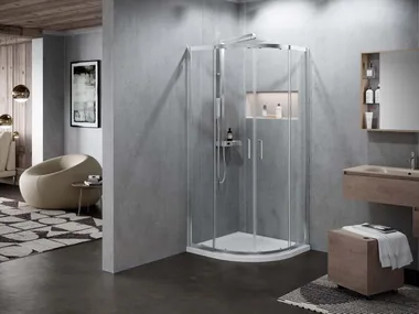 ZEPHYROS 2.0 R - Corner glass and aluminium shower cabin with sliding door by NOVELLINI