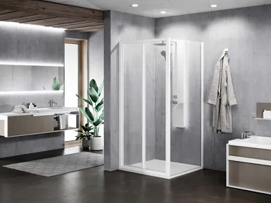 ZEPHYROS 2.0 S IN OUT - Corner glass and aluminium shower cabin with folding door by NOVELLINI
