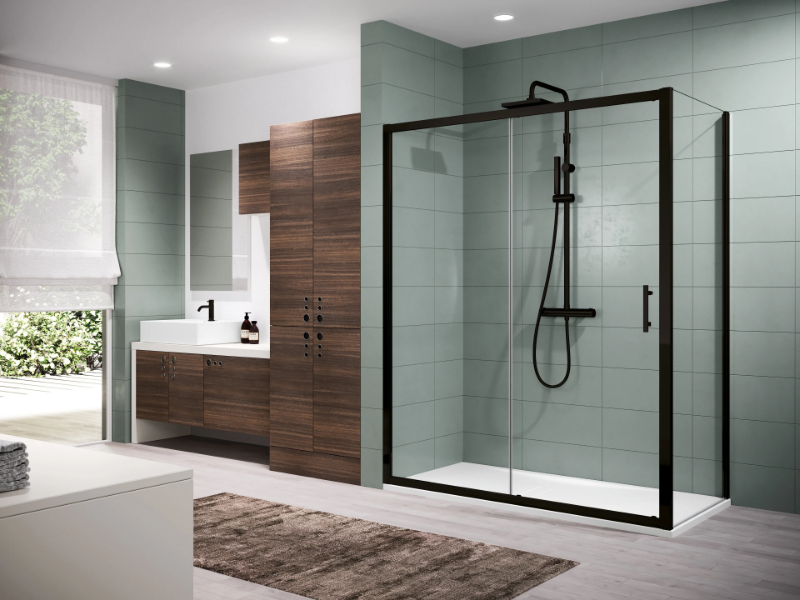 ZEPHYROS 2P - Corner shower cabin with sliding door and fixed panel by NOVELLINI