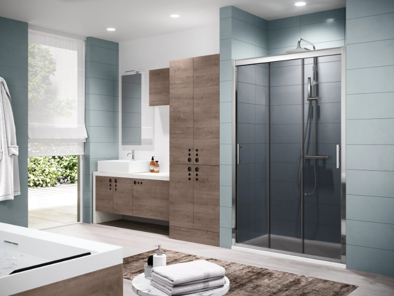 ZEPHYROS 3P - Niche shower cabin with hinged door by NOVELLINI