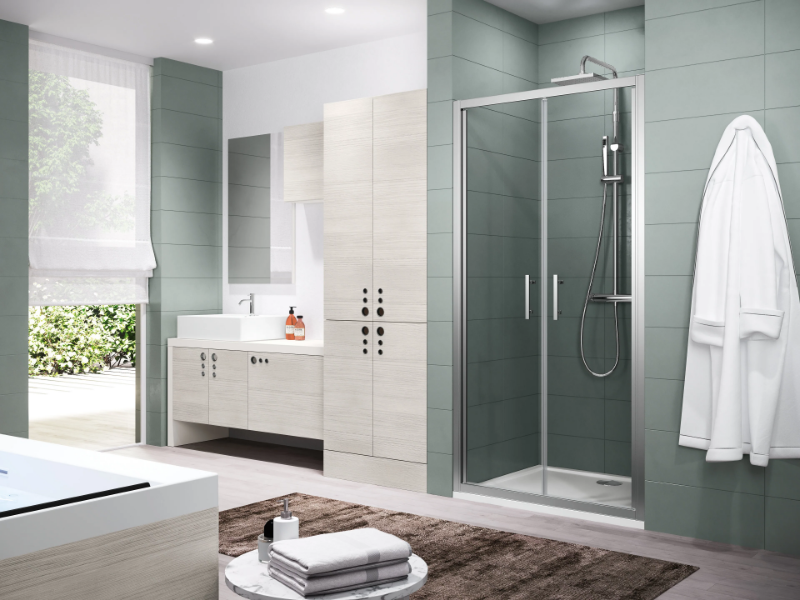 ZEPHYROS B - Niche shower cabin with hinged door by NOVELLINI