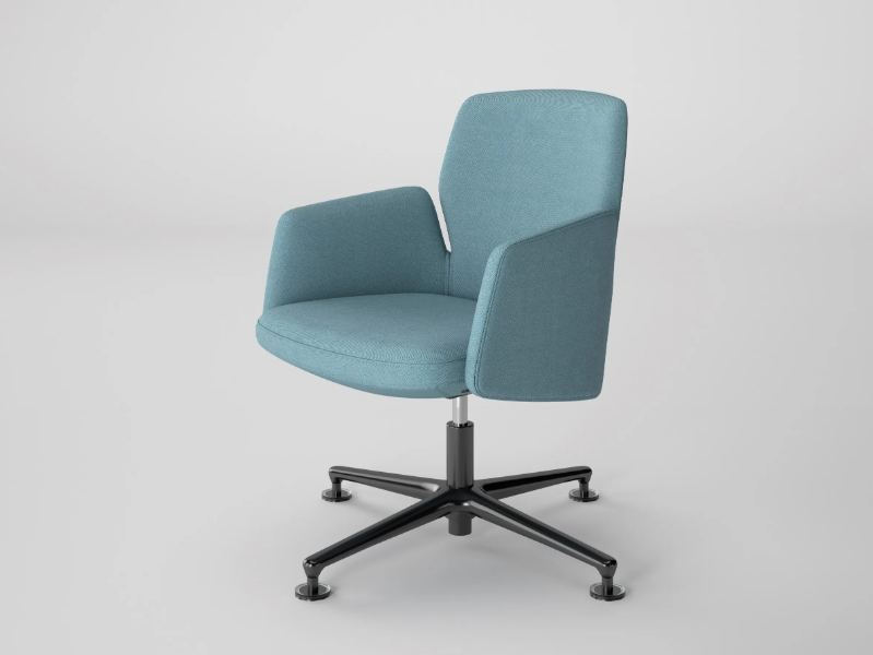 CHANNEL - Leather office chair with castors with 5-Spoke base by Ofifran