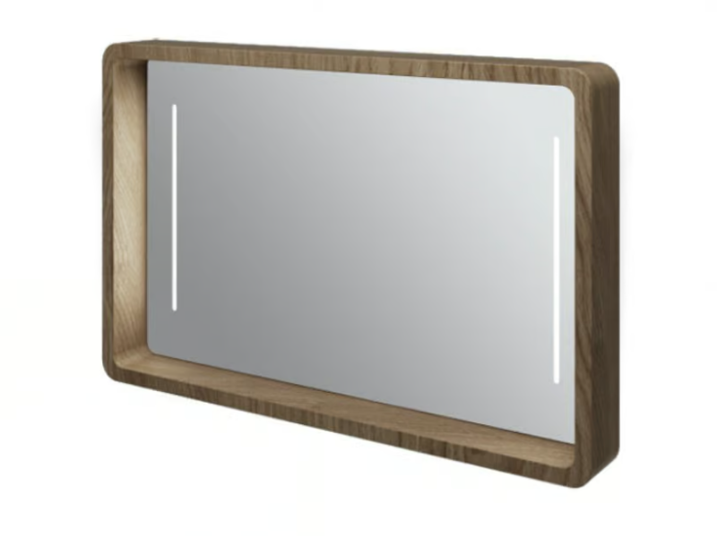 MY BAG - Framed wall-mounted mirror with integrated lighting by Olympia Ceramica