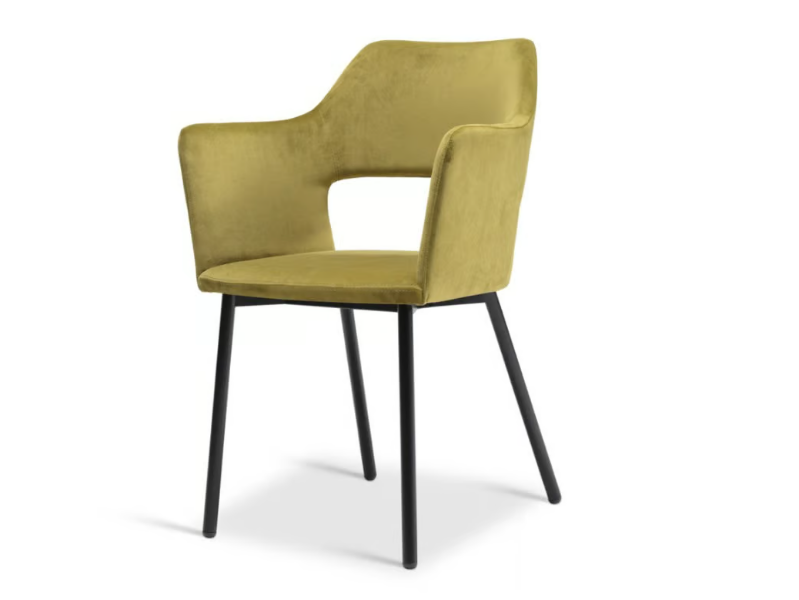 EDITH 715 - Upholstered velvet chair with armrests by Origins 1971