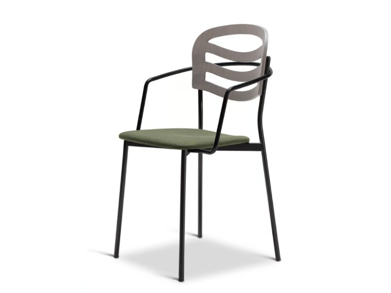 FARAH METAL 313-M - Stackable steel chair with armrests open back by Origins 1971