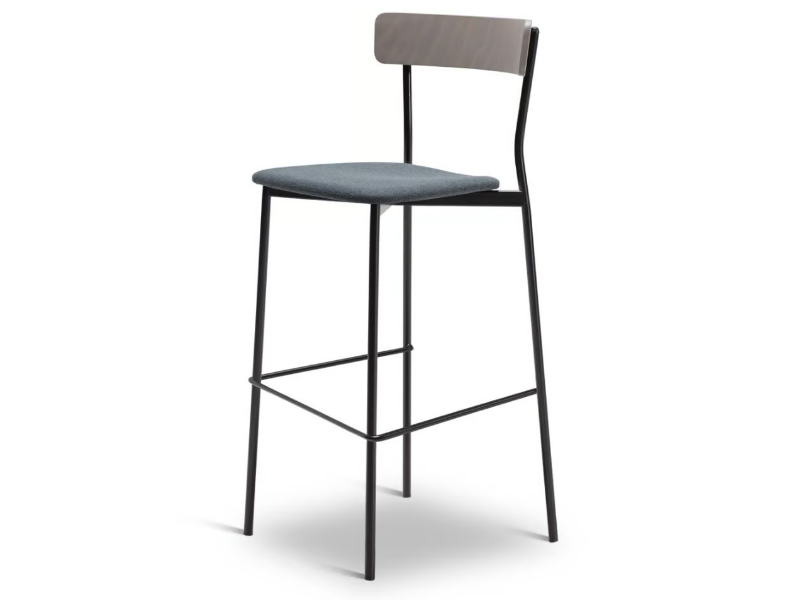 KAT METAL 307-M - High steel stool with back by Origins 1971