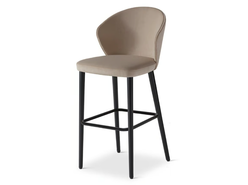 MEGGIE 636 - High upholstered velvet stool with back by Origins 1971