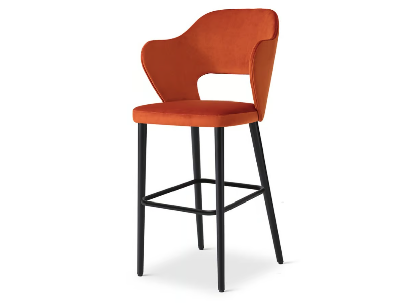 QUINN 688 - High upholstered velvet stool with back by Origins 1971