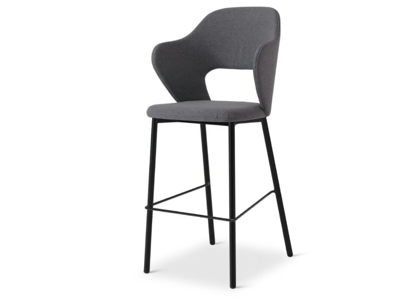 QUINN 694 - High upholstered fabric stool with back by Origins 1971