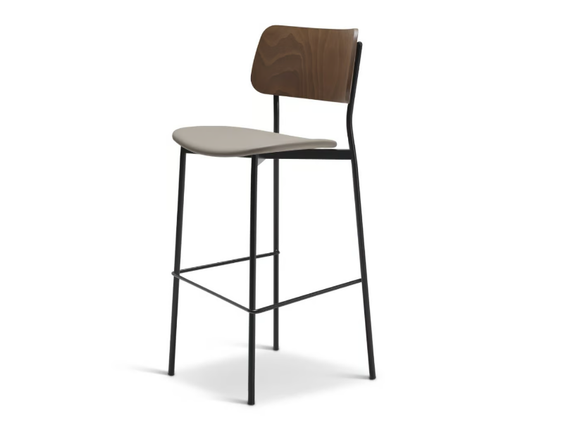 TULA METAL 326-M - High steel stool with back by Origins 1971