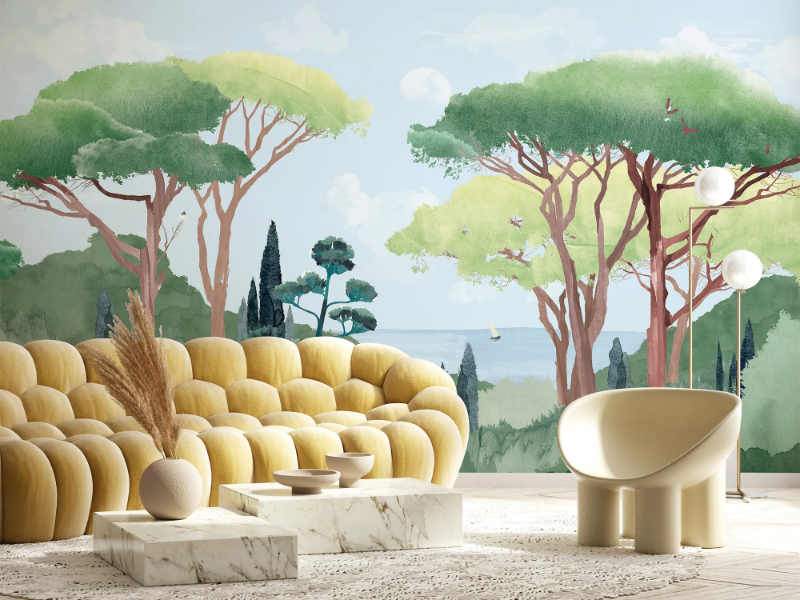 TOSCANE AQUARELLE - Panoramic wallpaper by PaperMint