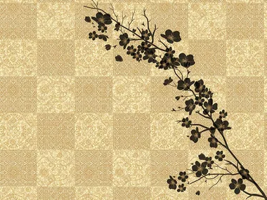 CHERRY - Check vinyl wallpaper with floral pattern by Park Avenue