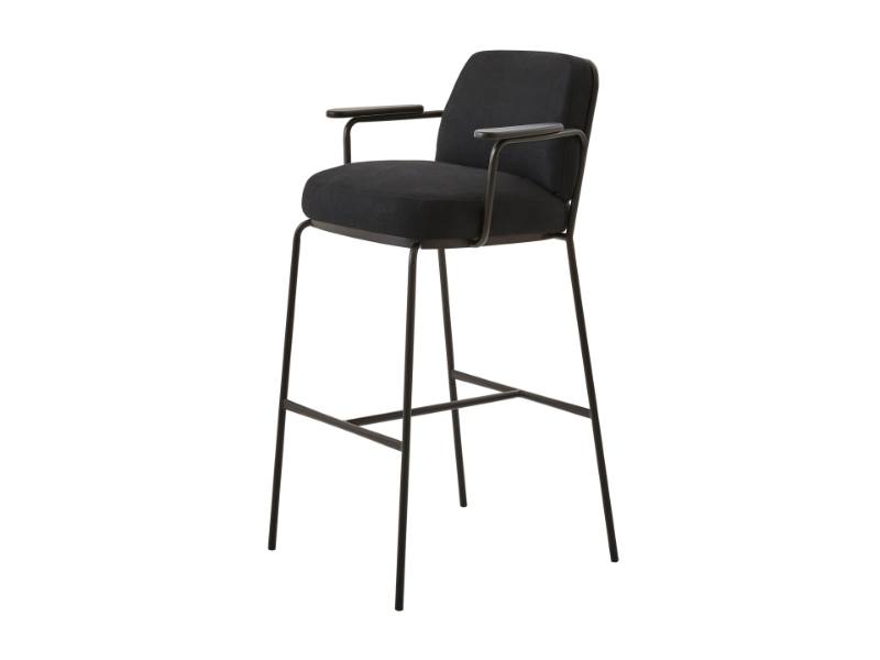PALM COMPACT COMFORT A - Upholstered high painted metal stool with armrests by PARLA