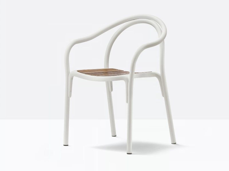 SOUL OUTDOOR 3746 - Aluminium and wood garden chair with armrests by Pedrali