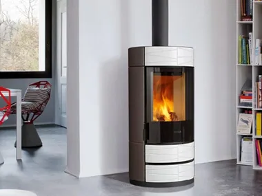ROUND-H - Wood-burning Central stove for air heating Class A+ by Piazzetta