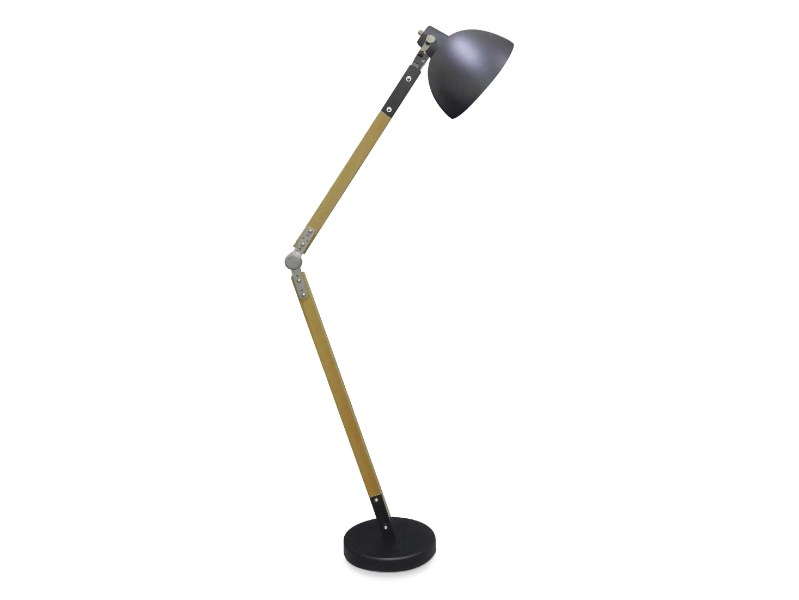 DENVER - Adjustable steel and wood floor lamp by Pilma