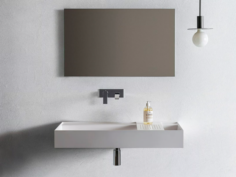 ELEMENT 101 - Single rectangular washbasin with mirror and lamp by Pirovano