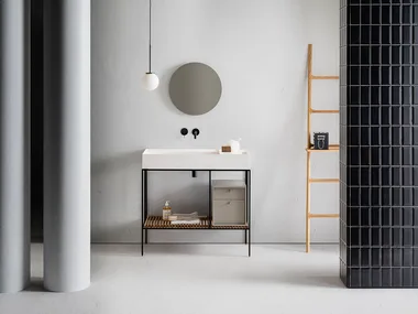 ELEMENT 114 - Bathroom composition with washbasin console, lamp and mirror by Pirovano