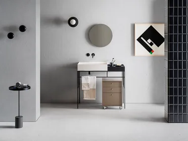 ELEMENT 120 - Bathroom composition with washbasin console, mirror and chest of drawers by Pirovano